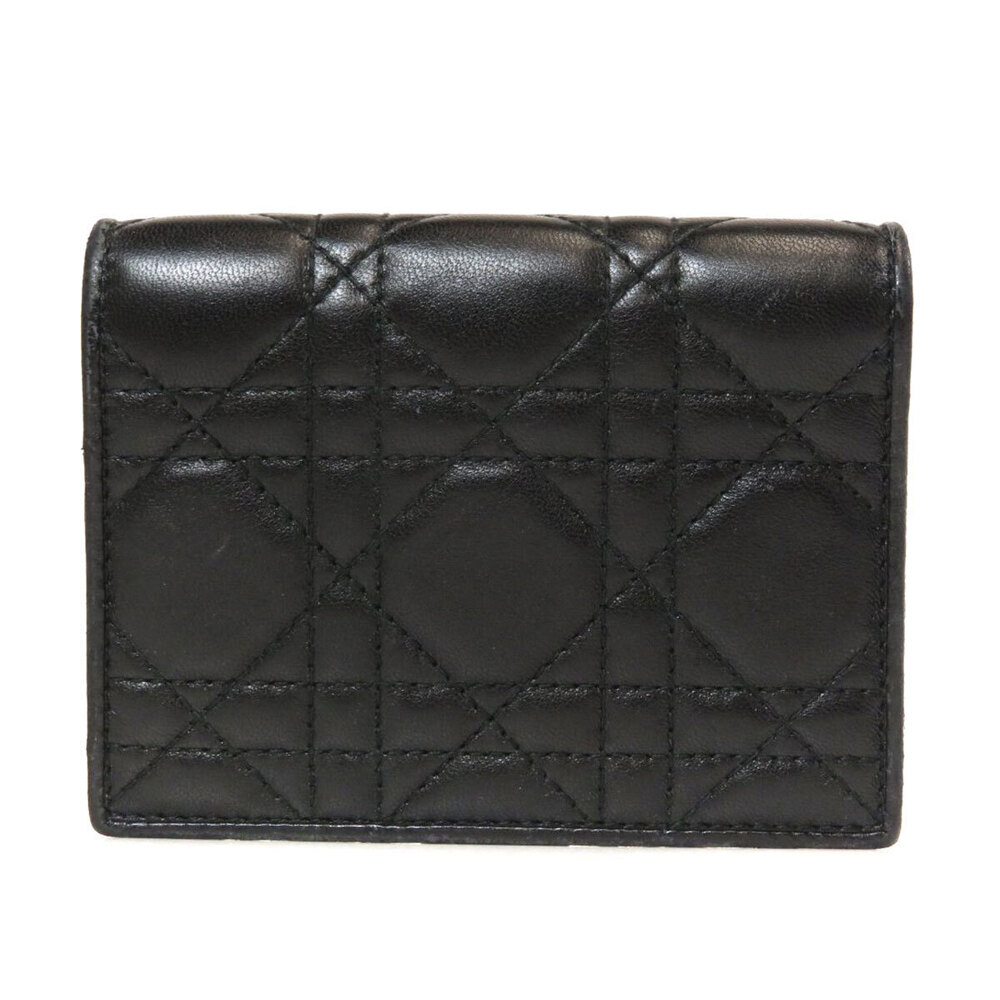 Dior Wallet bi Christian leather fold Black